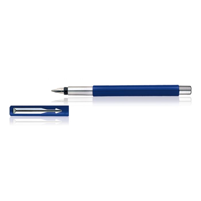 Parker Vector  Standard Calligraphy Chrome Trim Fountain Pen Blue Body Color