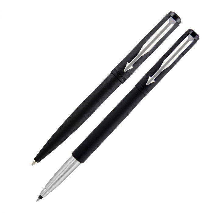 Parker Vector Matt Black  Chrome Trim Roller Ball Pen+Ball Pen