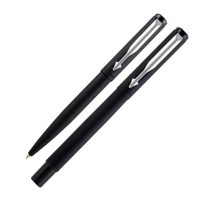 Parker Vector Matt Black  Chrome Trim Roller Ball Pen+Ball Pen