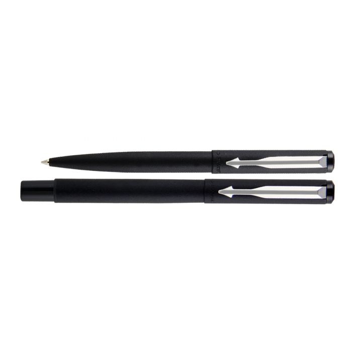 Parker Vector Matt Black  Chrome Trim Roller Ball Pen+Ball Pen