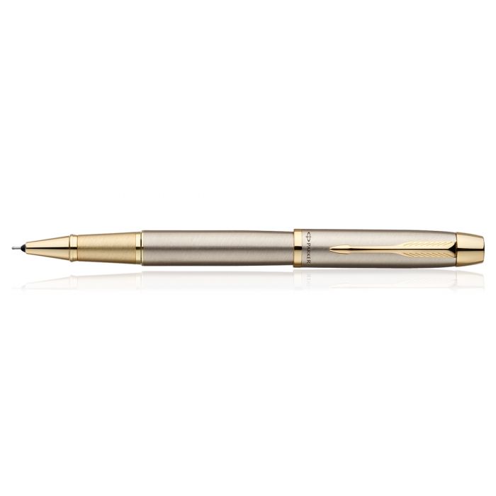 Parker IM Brushed Metal Gold Trim Roller Ball Pen