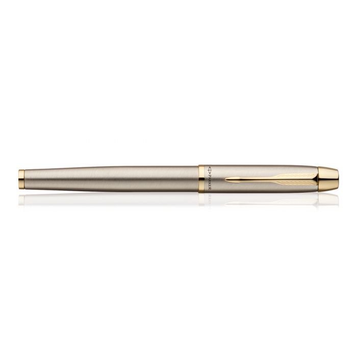 Parker IM Brushed Metal Gold Trim Roller Ball Pen