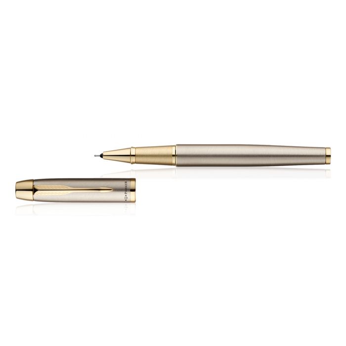 Parker IM Brushed Metal Gold Trim Roller Ball Pen