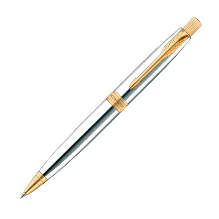 Parker Aster Shiny Chrome Gold Trim Ball Pen