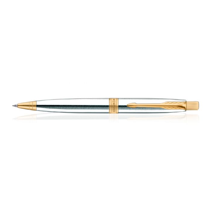 Parker Aster Shiny Chrome Gold Trim Ball Pen