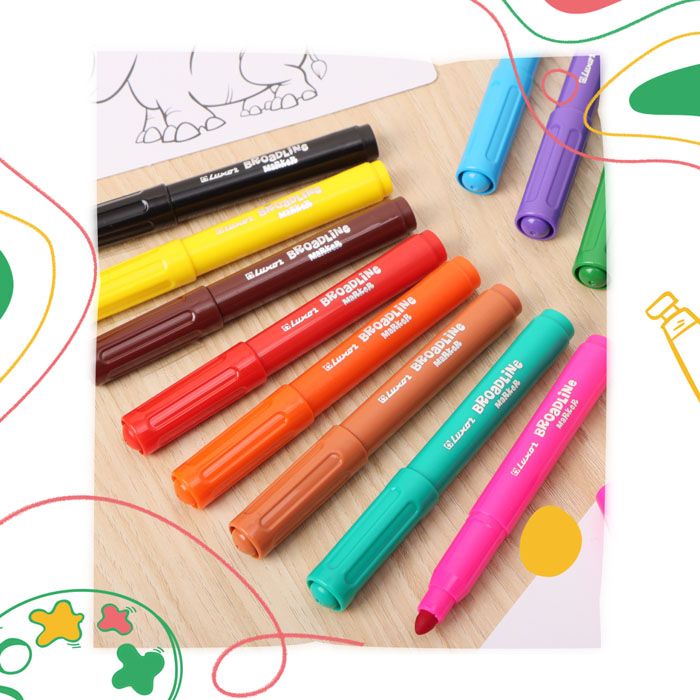 Luxor Broadline Marker Set - Bold & Vibrant Colors, Perfect For Creative Artwork (Pack Of 12)