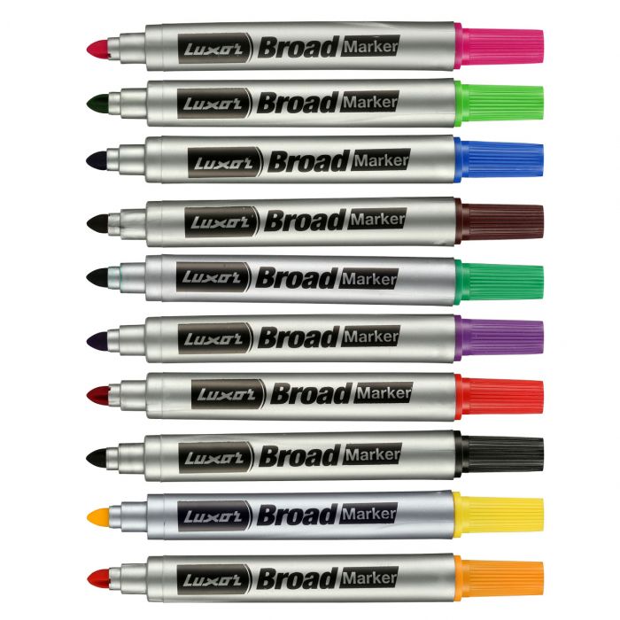 Luxor Broad Marker - Assorted Colors - Box Of 10