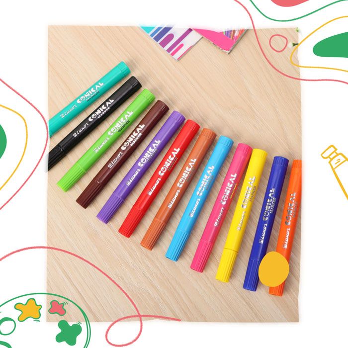 Luxor Funliner Color Set - Fine Tip, Ideal For Coloring, Doodling & School Projects (Pack Of 12)