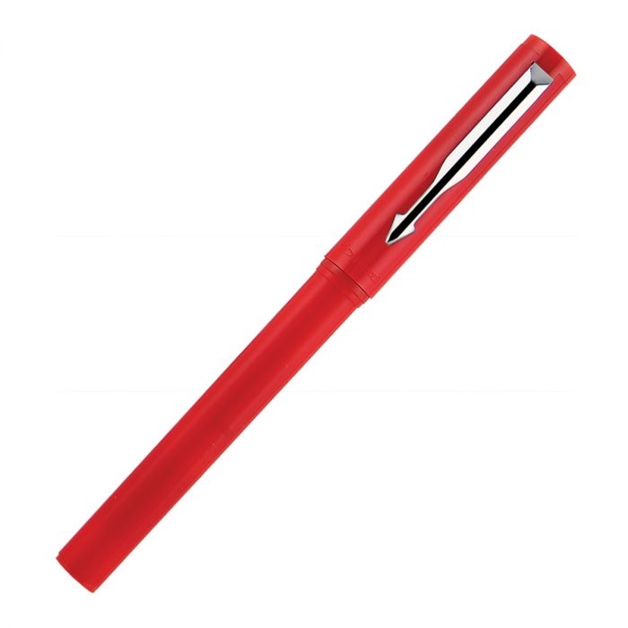 Parker Beta Standard Roller Ball Pen Chrome Trim Flame Red Body Color