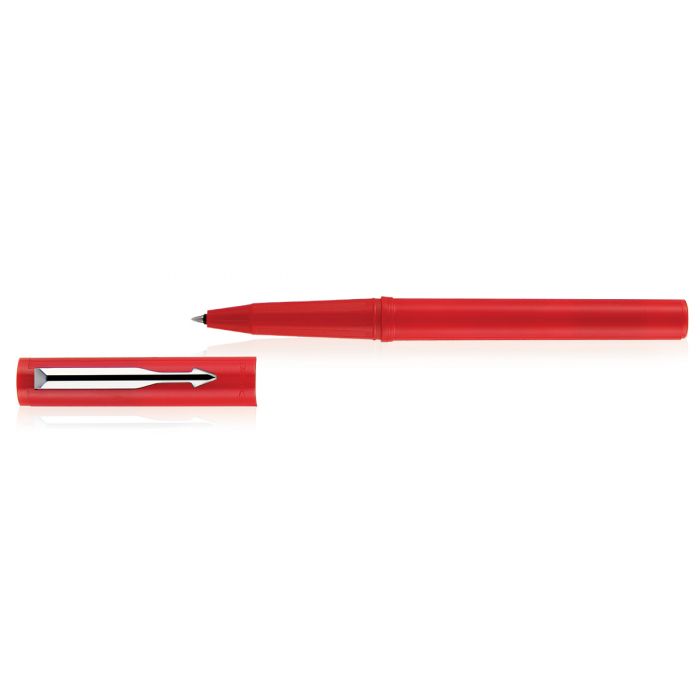 Parker Beta Standard Roller Ball Pen Chrome Trim Flame Red Body Color