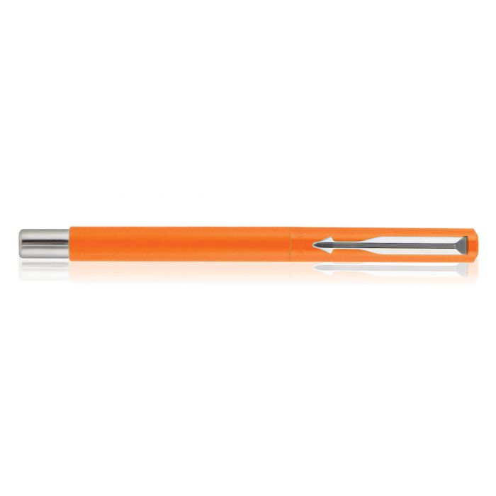 Parker Vector Standard Fountain Pen Chrome Trim Fine Nib Orange Body Color+3 Free   Ink Cartridge