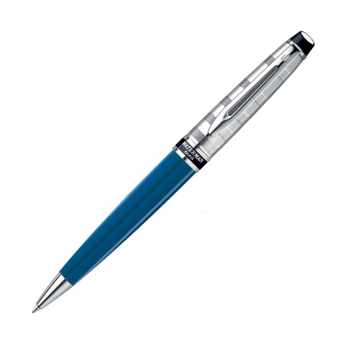 Waterman Expert Deluxe Blue Chrome Trim  Ball Pen