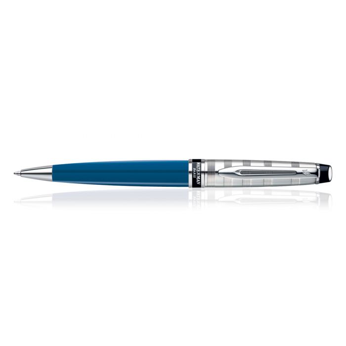 Waterman Expert Deluxe Blue Chrome Trim  Ball Pen