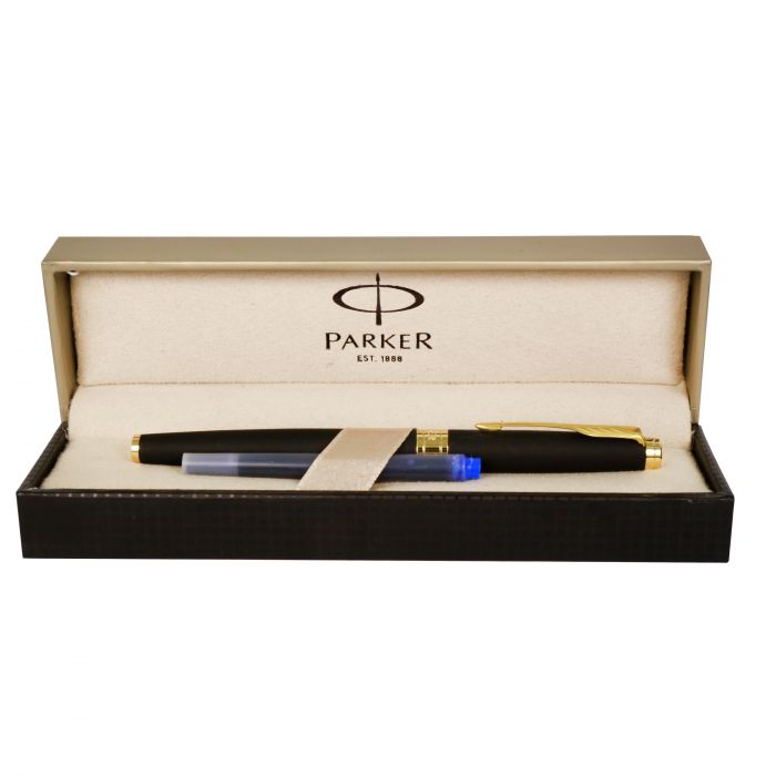 Parker Aster Matte Black Gold Trim Fountain Pen