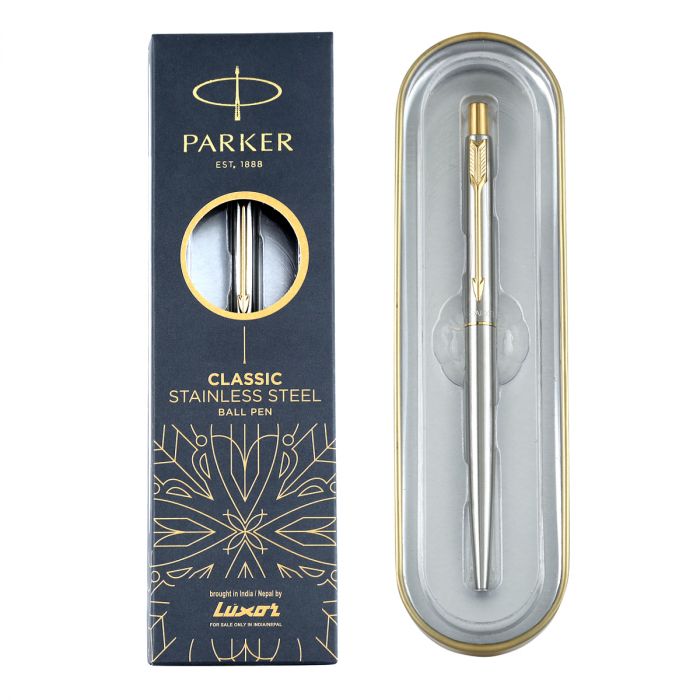Parker Classic  Stainless Steel Ball Pen Gold Trim