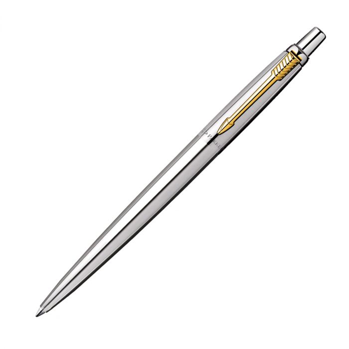 Parker Jotter Stainless Steel Ball Pen Gold Trim With Card Holder Gift Set