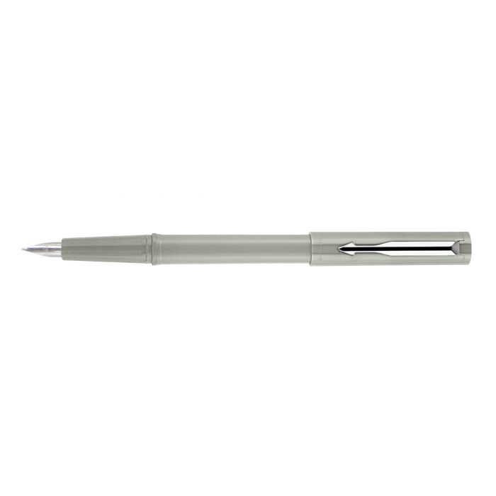 Parker Beta Standard Fountain Pen Chrome Trim Light Grey Body Color +1 Ink Cartridge  Free