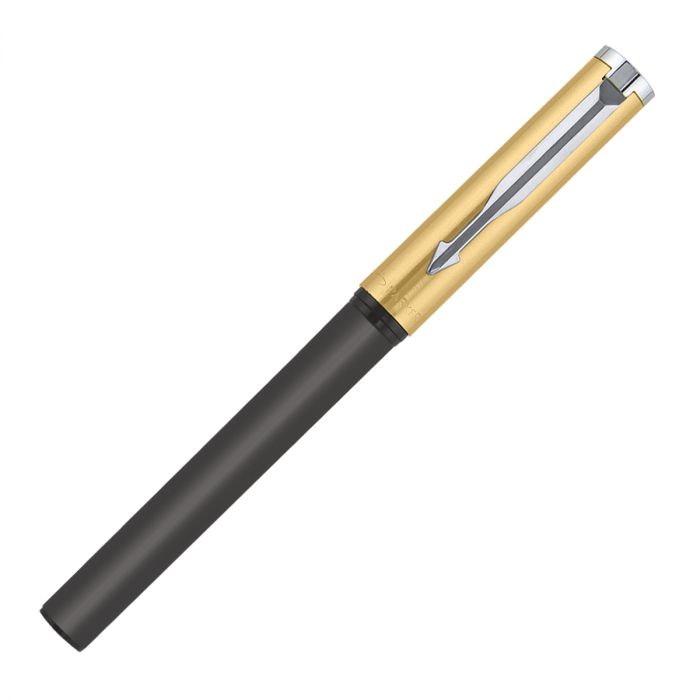 Parker Beta Premium Fountain Pen Chrome Trim Gold Finish Cap + 1 Ink Cartridge Free