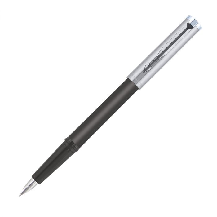 Parker Beta Premium Fountain Pen Chrome Trim Silver Finish Cap + 1 Ink Cartridge Free
