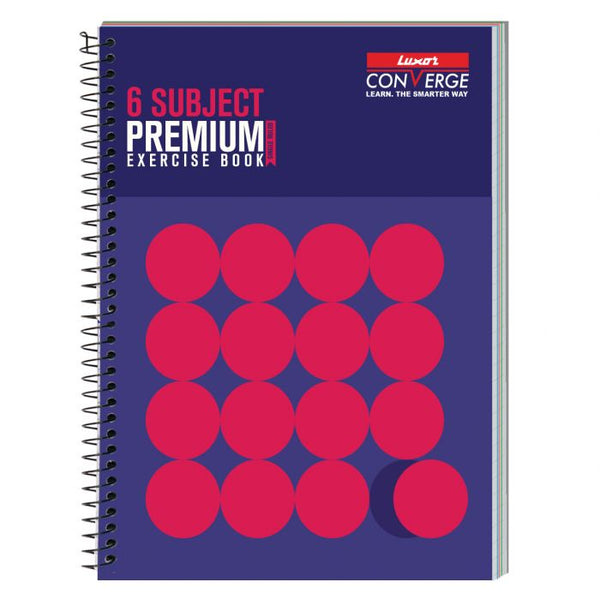 Luxor 6 Subject Spiral Premium Exercise Notebook, Single Ruled - (21cm x 29.7cm), 300 Pages  -Standout