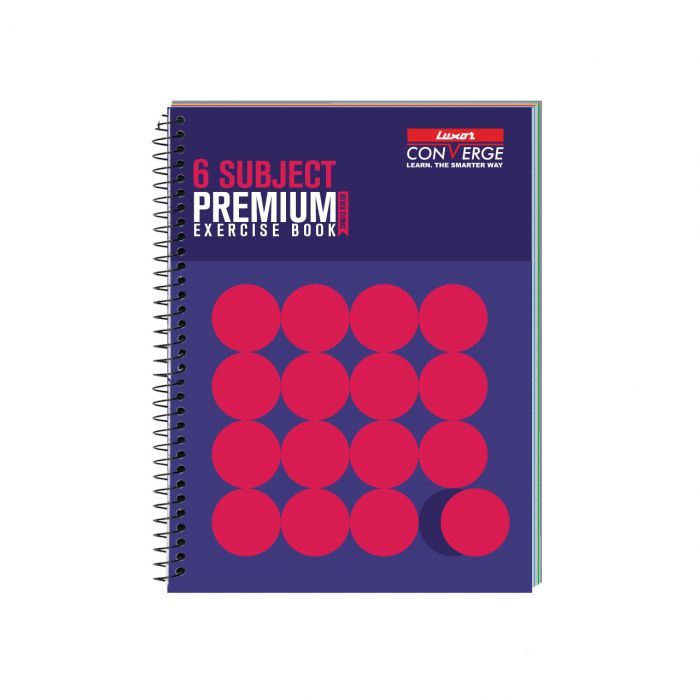 Luxor 6 Subject Spiral Premium Exercise Notebook, Single Ruled - (18cm x 24cm), 300 Pages -Standout