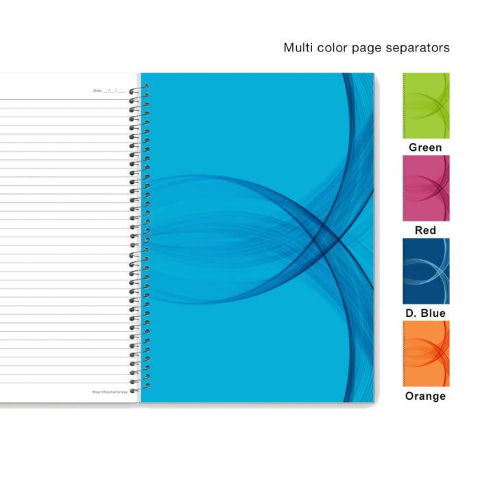 Luxor 6 Subject Spiral Premium Exercise Notebook, Single Ruled - (18cm x 24cm), 300 Pages - Focus