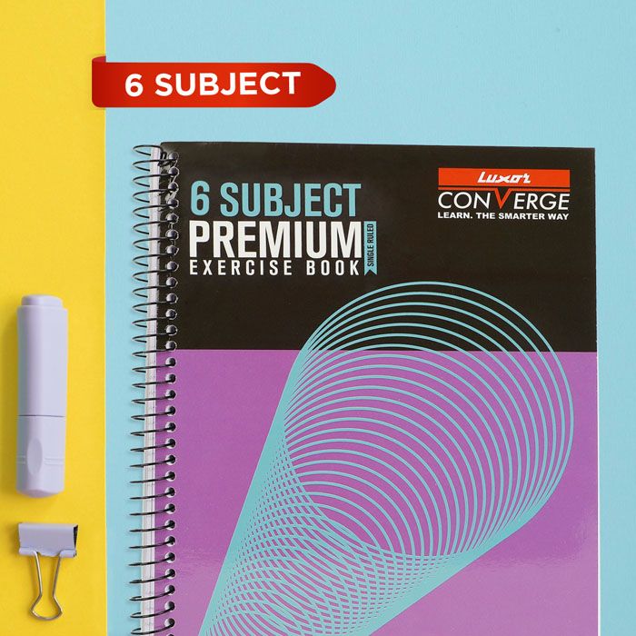 Luxor 6 Subject Spiral Premium Exercise Notebook, Single Ruled - (18cm x 24cm), 300 Pages -Spiral