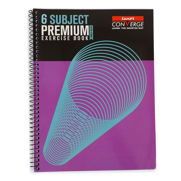 Luxor 6 Subject Spiral Premium Exercise Notebook, Single Ruled - (18cm x 24cm), 300 Pages -Spiral