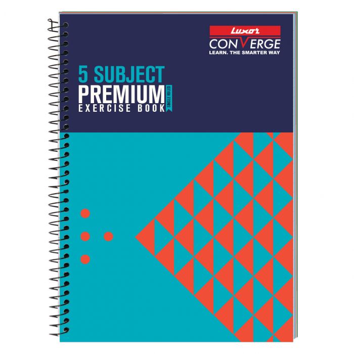 Luxor 5 Subject Spiral Premium Exercise Notebook, Single Ruled - (21cm x 29.7cm), 250 Pages- Pyramid