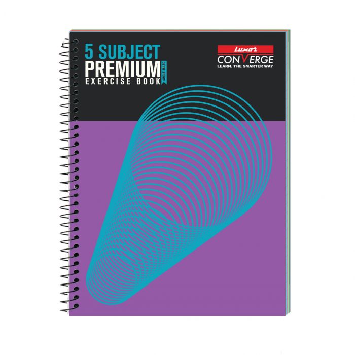 Luxor 5 Subject Spiral Premium Exercise Notebook, Single Ruled - (20.3cm x 26.7cm), 250 Pages -Spiral