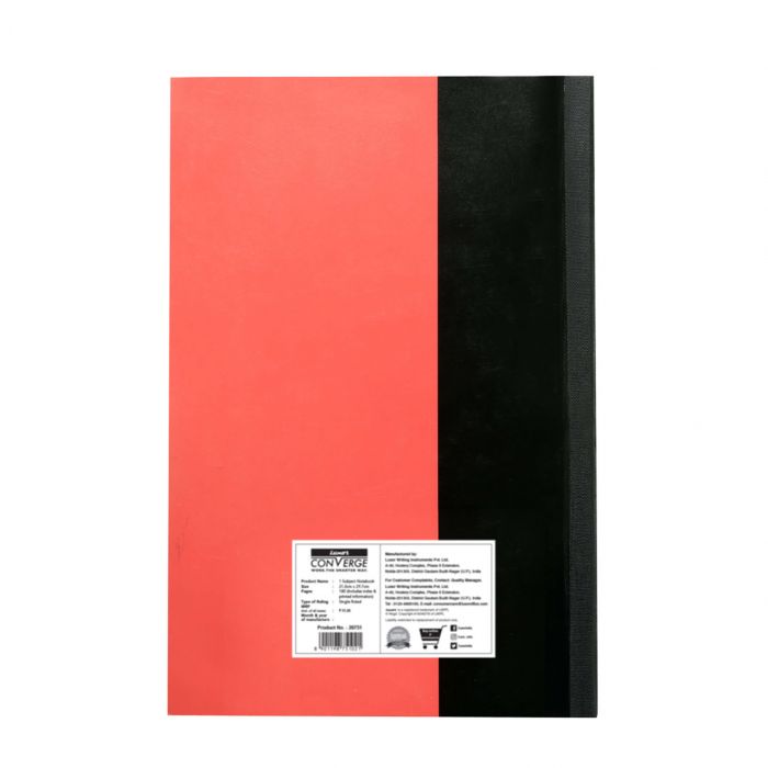 Luxor Hard Bound Long Note Book-1 Subject, 180 Pages, 27.2*18.5 cm- Red