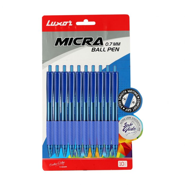 Luxor Micra Ball Pen - 0.7Mm Tip - Blue Pack Of 10