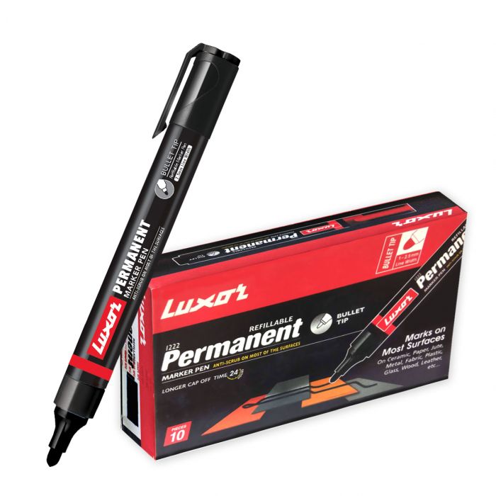 Luxor Refillable Permanent Marker Black (10'S)