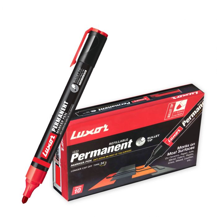 Luxor Refillable Permanent Marker - Red - Box Of 10