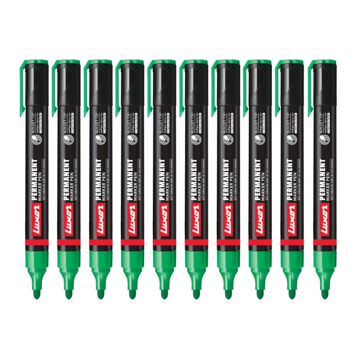 Luxor Refillable Permanent Marker - Green - Box Of 10