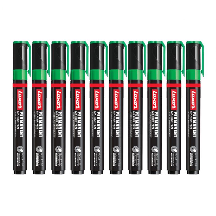 Luxor Refillable Permanent Marker - Green - Box Of 10