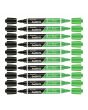 Luxor Duorite 2-In-1 Bullet Tip Whiteboard Marker - Black & Green - Pack Of 10