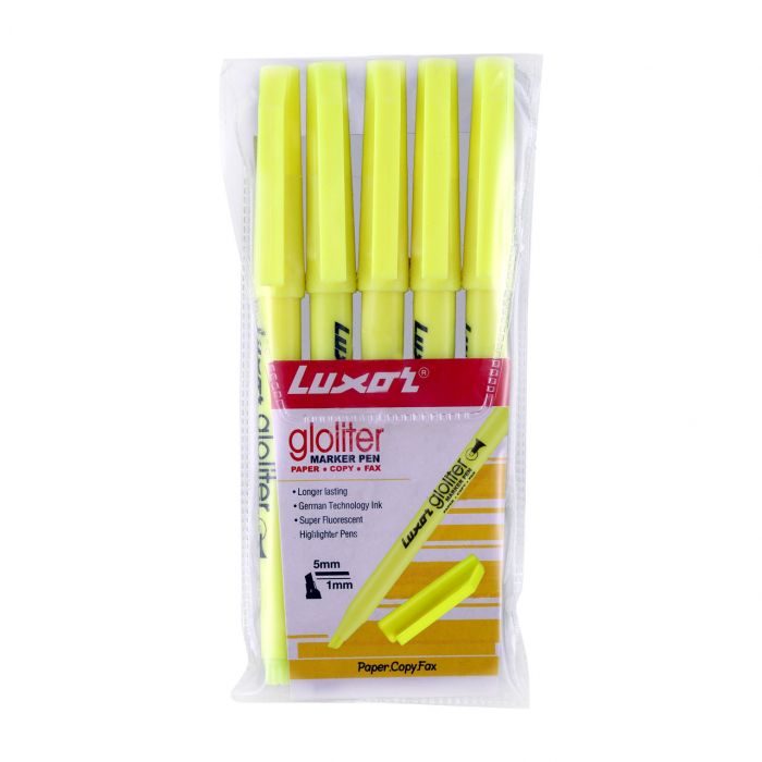 Luxor Gloliter Marker Pen - Fluorescent Yellow - Set Of 5
