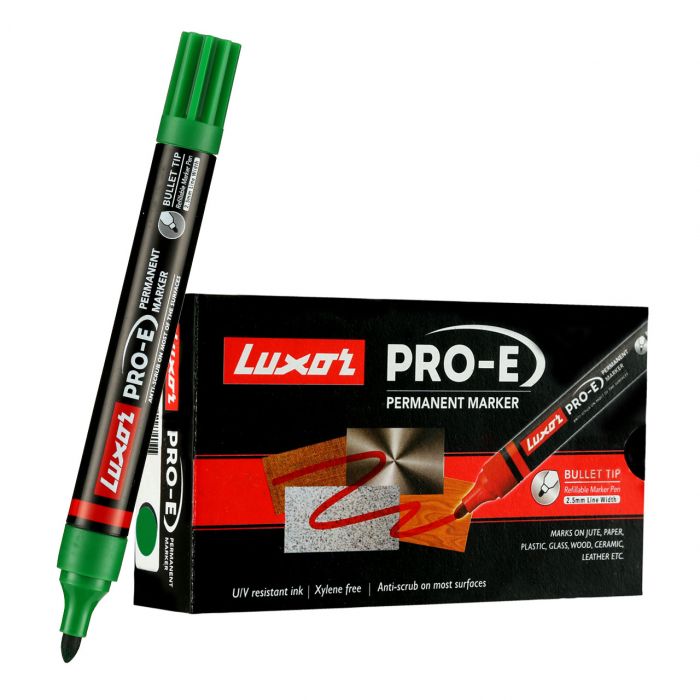 Luxor Pro-E Refillable Permanent Marker - Green - Box Of 10