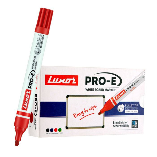Luxor Pro-E Refillable White Board Marker - Red - Box Of 10