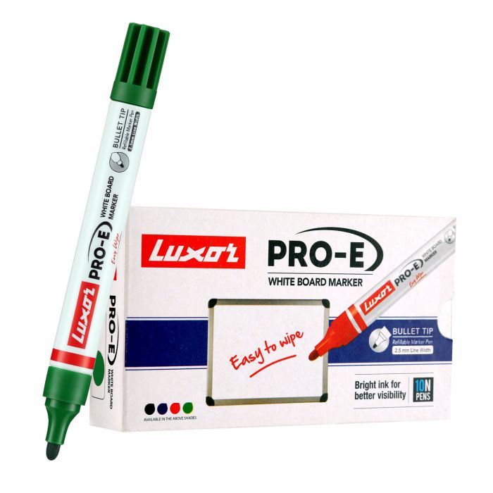 Luxor Pro-E Refillable White Board Marker - Green - Box Of 10