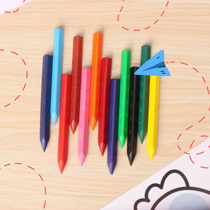 Luxor Doodles Triangular Grip Plastic Crayons - Assorted Colors With Free Eraser & Sharpener - Ergonomic Design For Comfortable Coloring