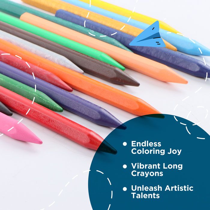 Luxor Doodles Extra Long Plastic Crayons - Assorted Colors With Free Eraser & Sharpener - Durable And Smooth Coloring For Creative Kids
