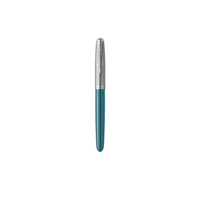 PARKER 51 TEAL BLUE CHROME TRIM FOUNTAIN PEN ( FINE NIB)