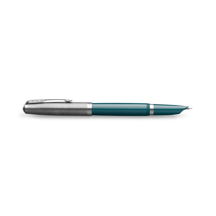 PARKER 51 TEAL BLUE CHROME TRIM FOUNTAIN PEN ( FINE NIB)