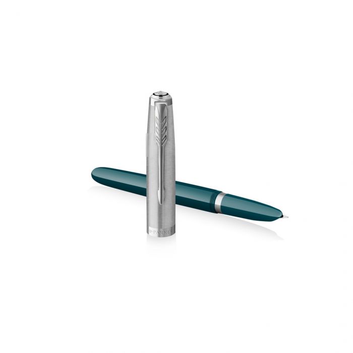 PARKER 51 TEAL BLUE CHROME TRIM FOUNTAIN PEN ( FINE NIB)