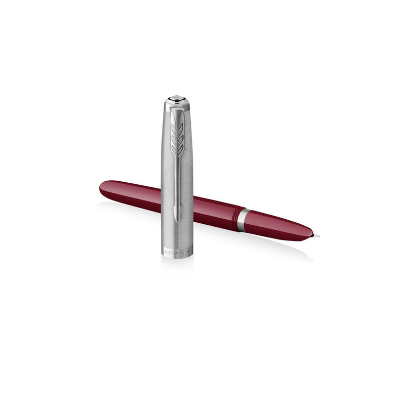 PARKER 51 BURGUNDY CHROME TRIM FOUNTAIN PEN (FINE NIB)