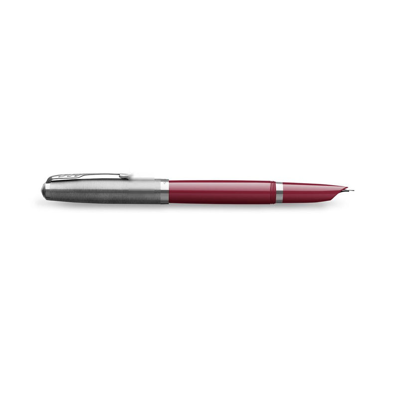 PARKER 51 BURGUNDY CHROME TRIM FOUNTAIN PEN (FINE NIB)