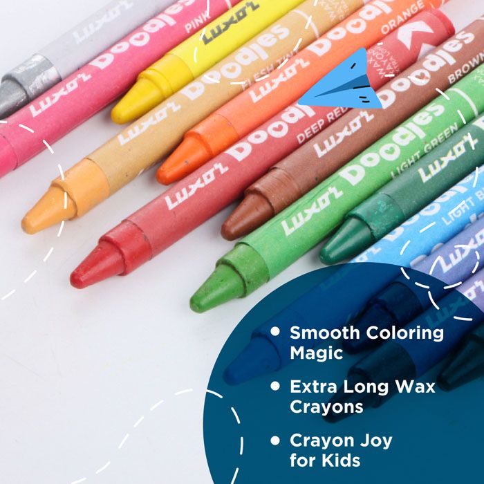 Luxor 2370 WAX CRAYONS EXTRA LONG 90MM X 8MM/12'S