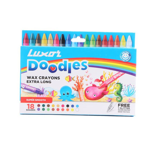 Luxor 2371 WAX CRAYONS EXTRA LONG 90MM X 8MM/18'S